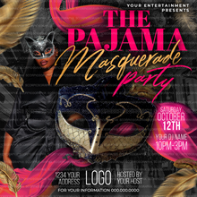 Load image into Gallery viewer, Pajama Masquerade Party Flyer Template