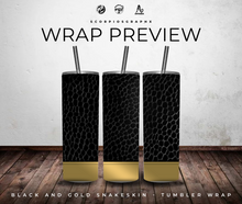 Load image into Gallery viewer, Black and Gold SnakeSkin PNG | Sublimation | Tumbler Wrap Design | Digital Download