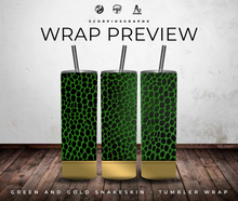 Load image into Gallery viewer, Green and Gold SnakeSkin PNG | Sublimation | Tumbler Wrap Design | Digital Download