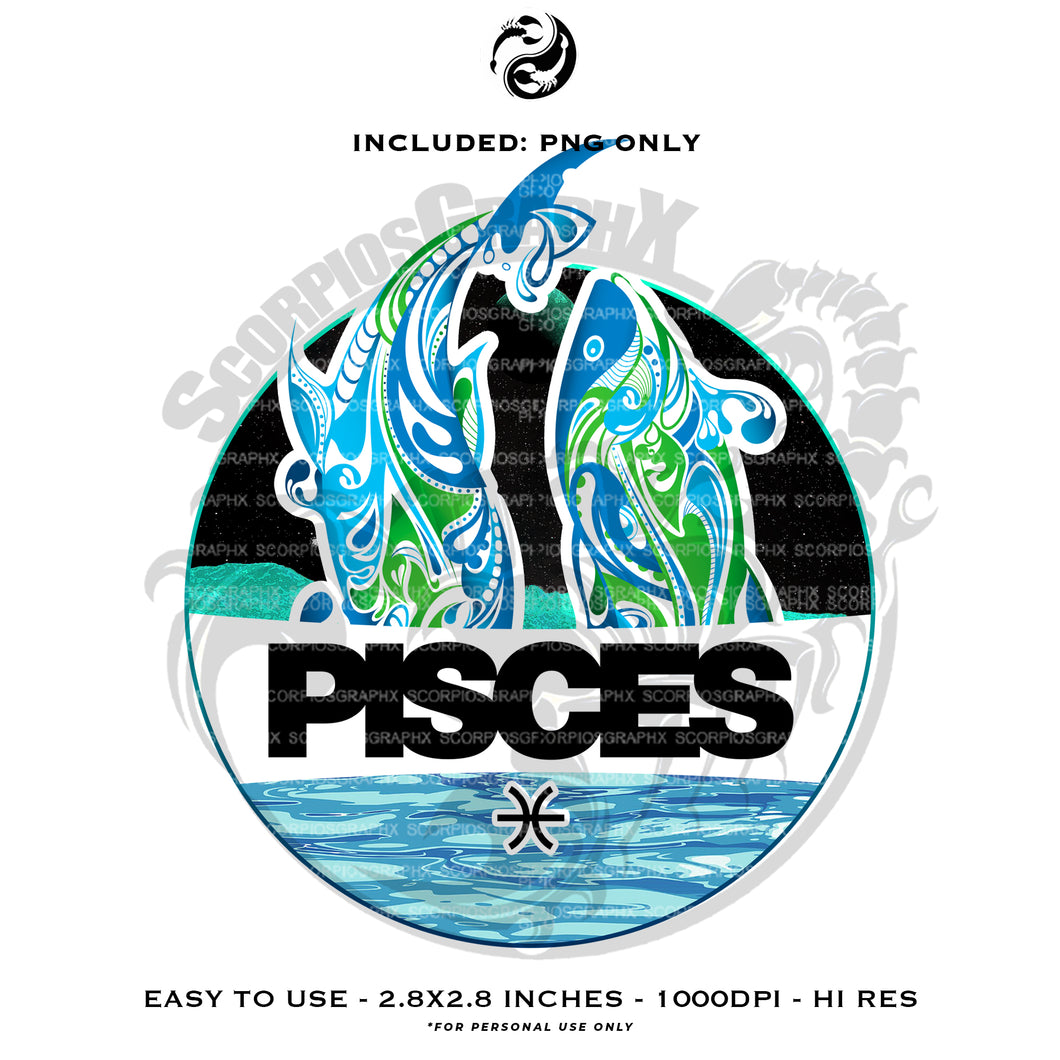 Zodiac Sign - Pisces Elemental PNG