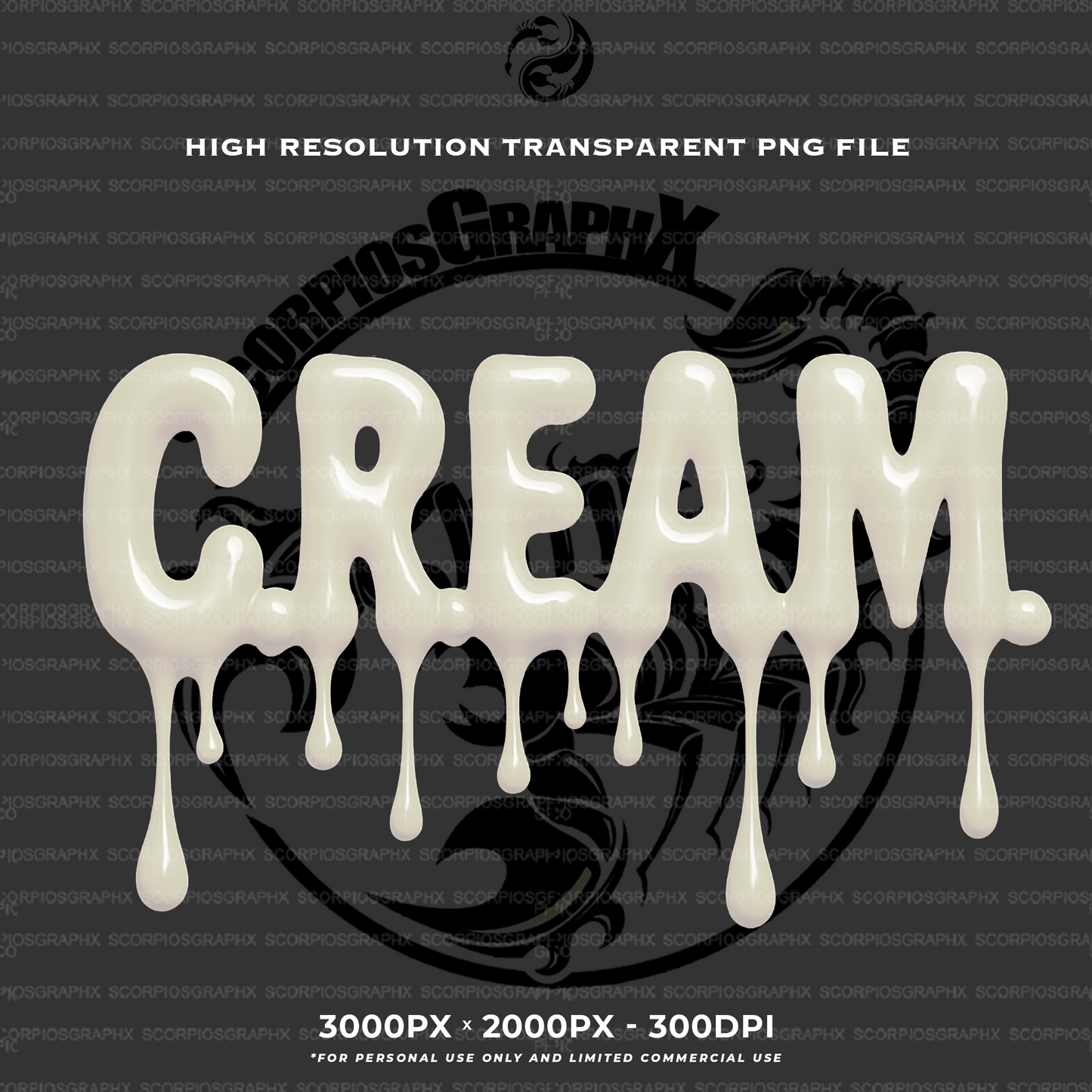 3D Cream Text PNG