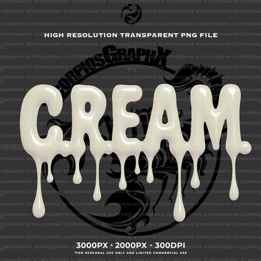 3D Cream Text PNG