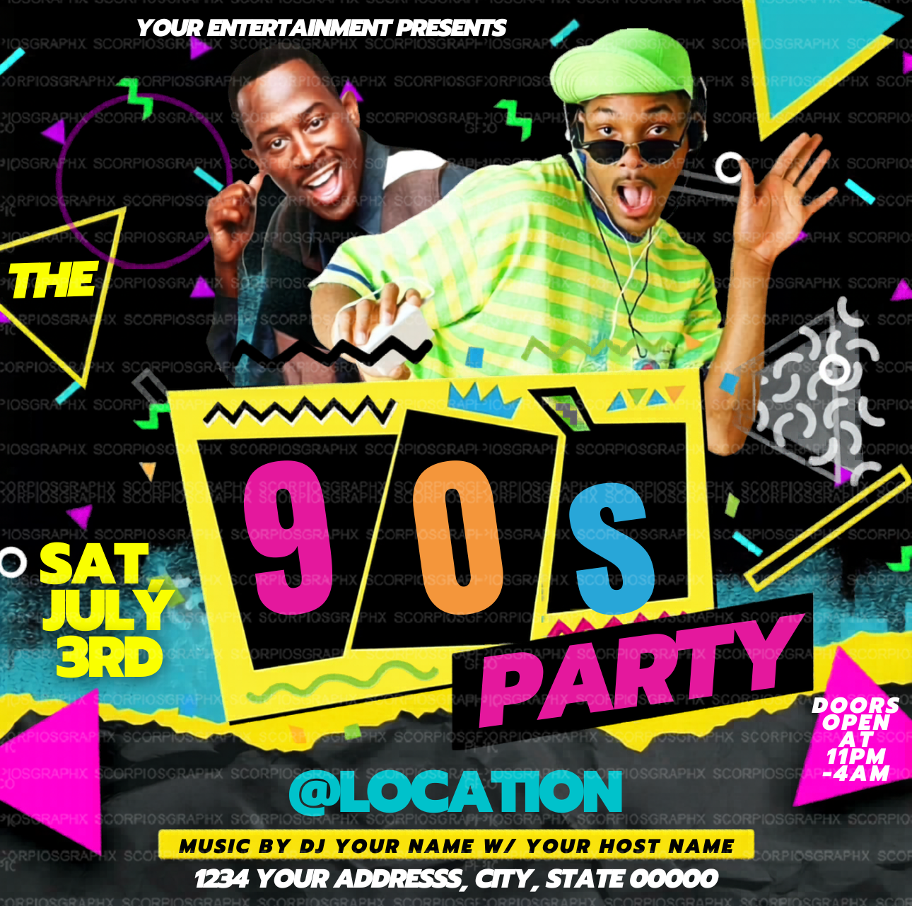 90s Party Flyer Template
