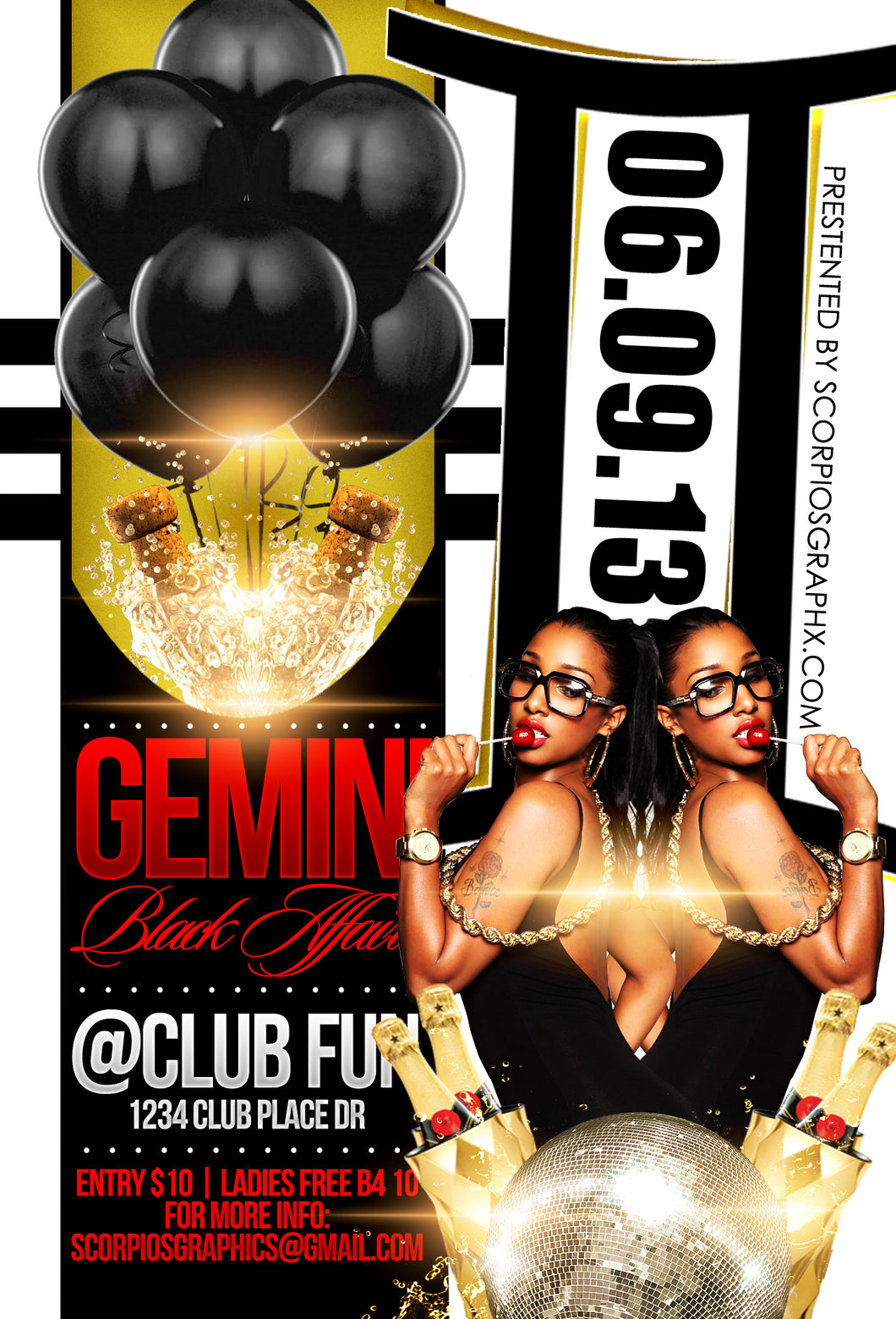 Gemini Birthday Flyer Template