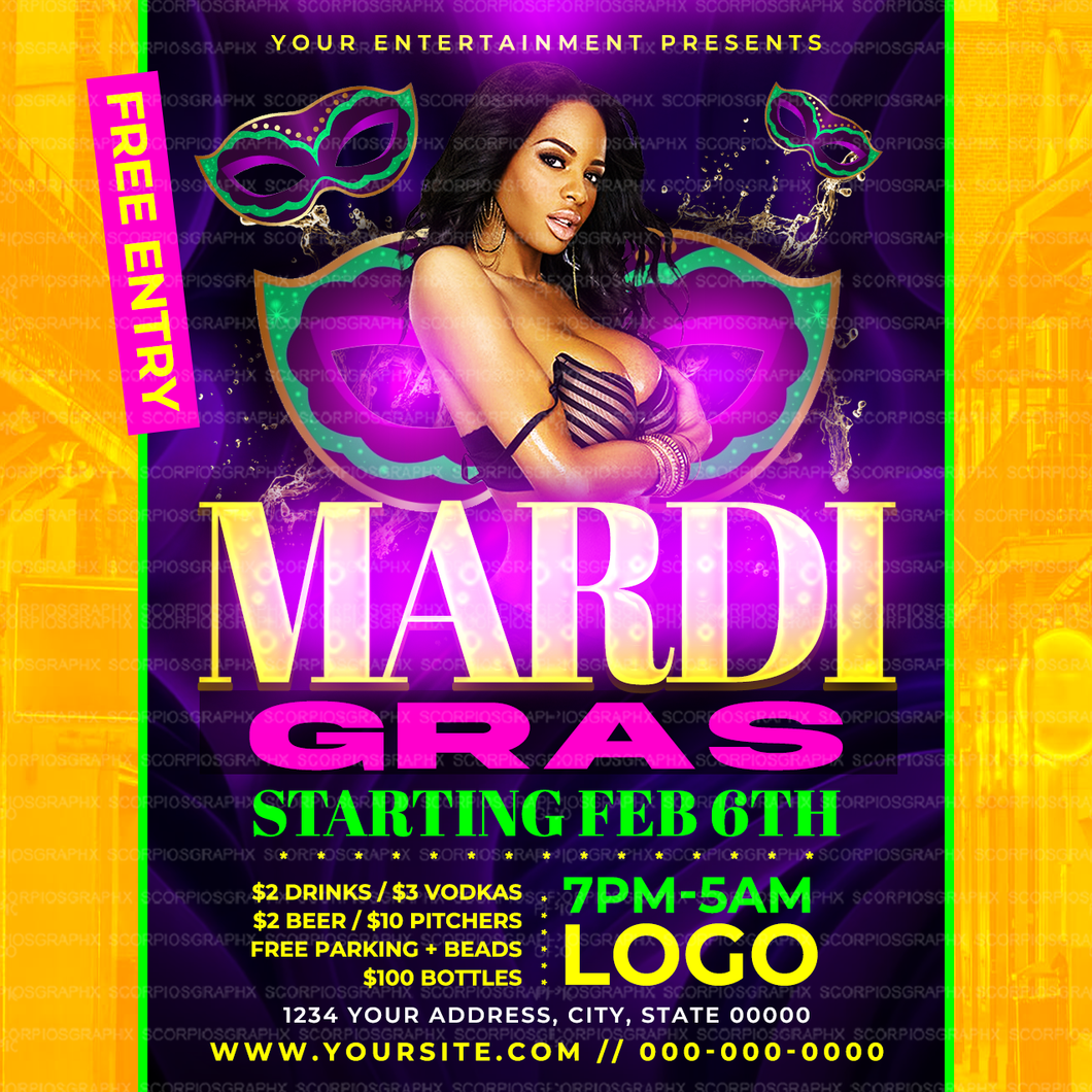 Mardi Gras Weekend Flyer Template