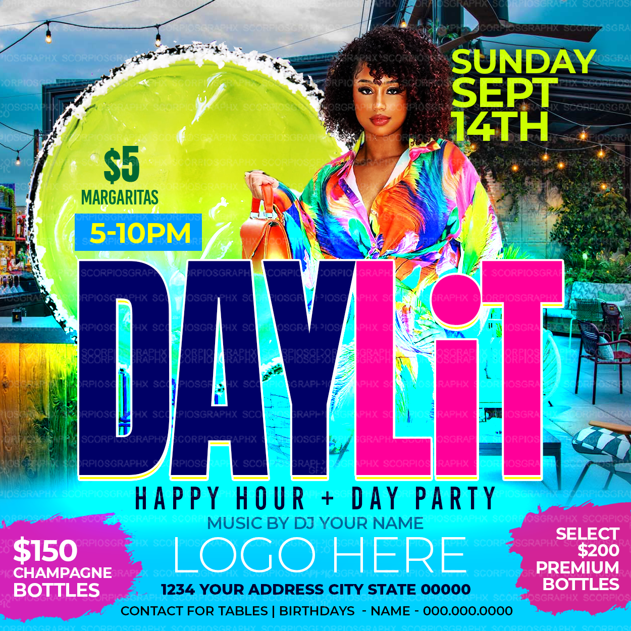 DayLit Day Party Flyer Template