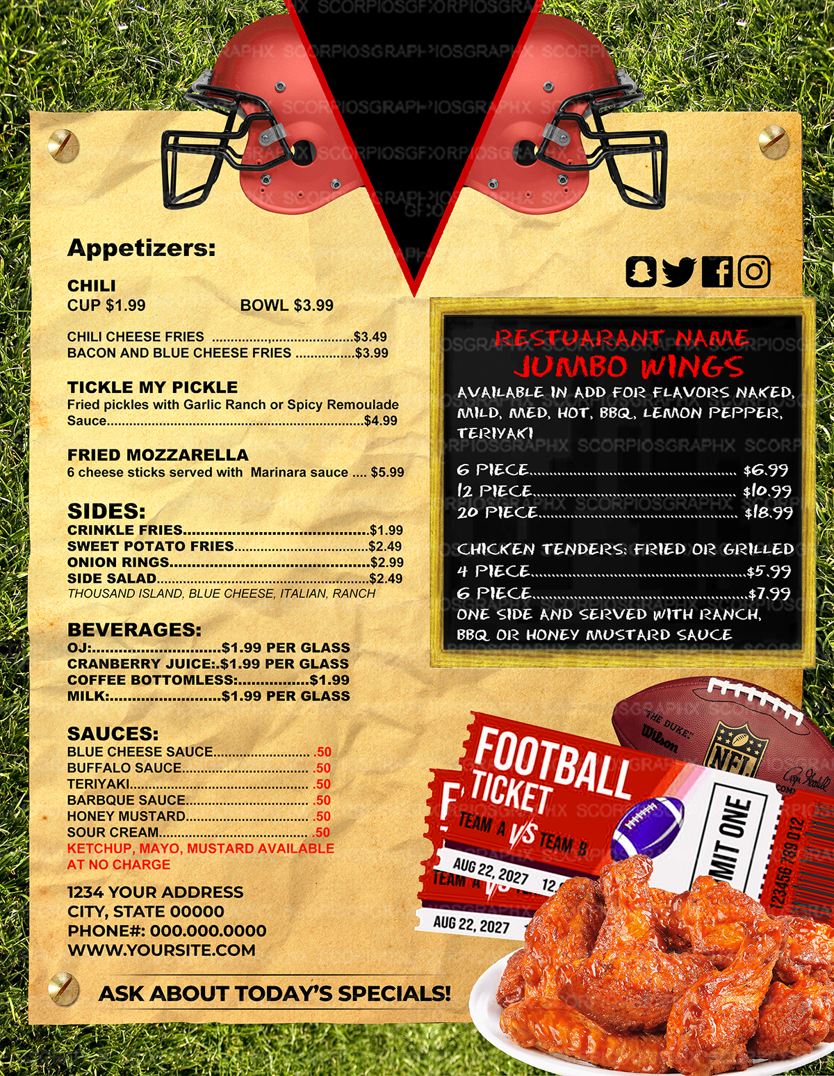 Football Menu Template