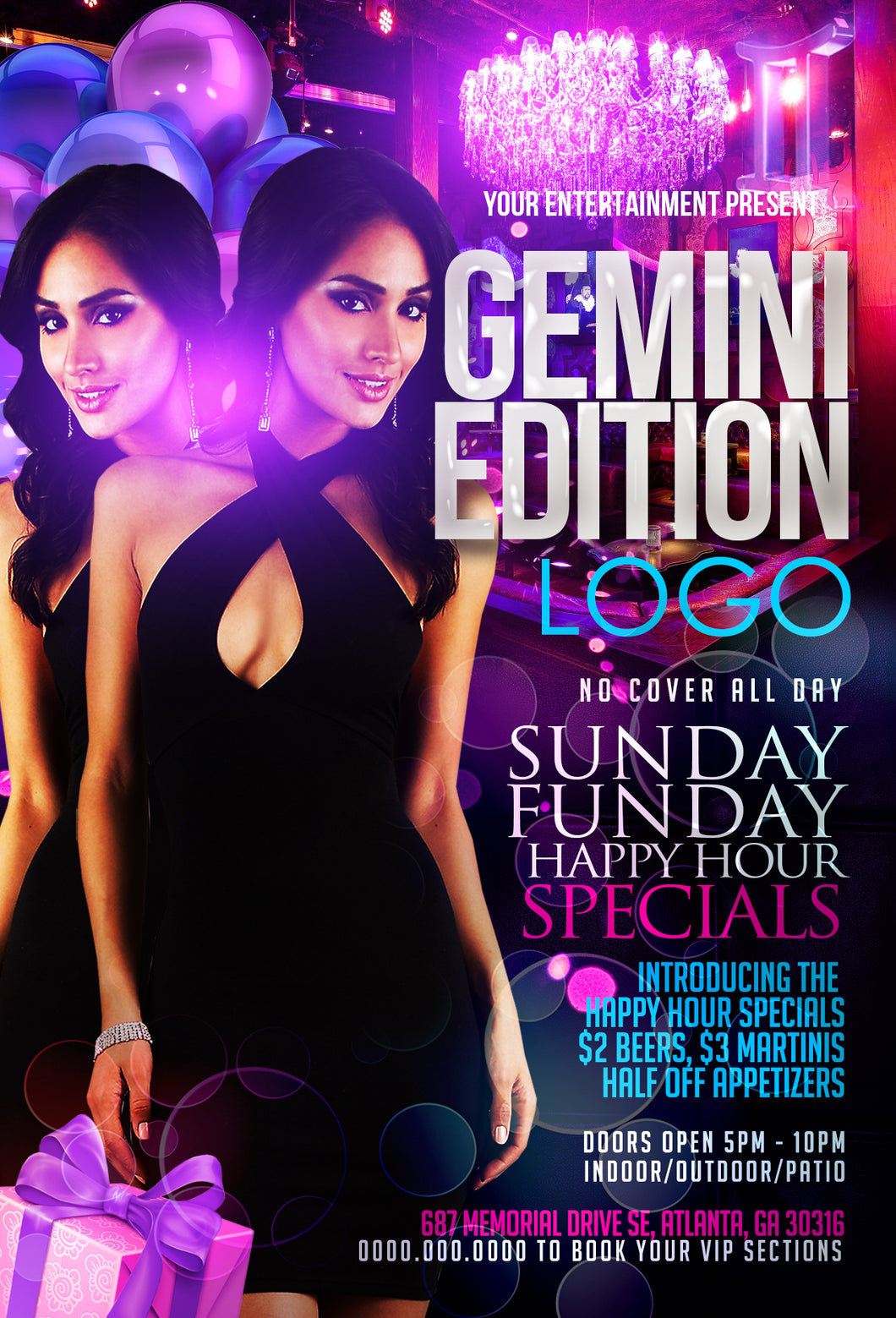 Gemini Birthday Party Flyer Template