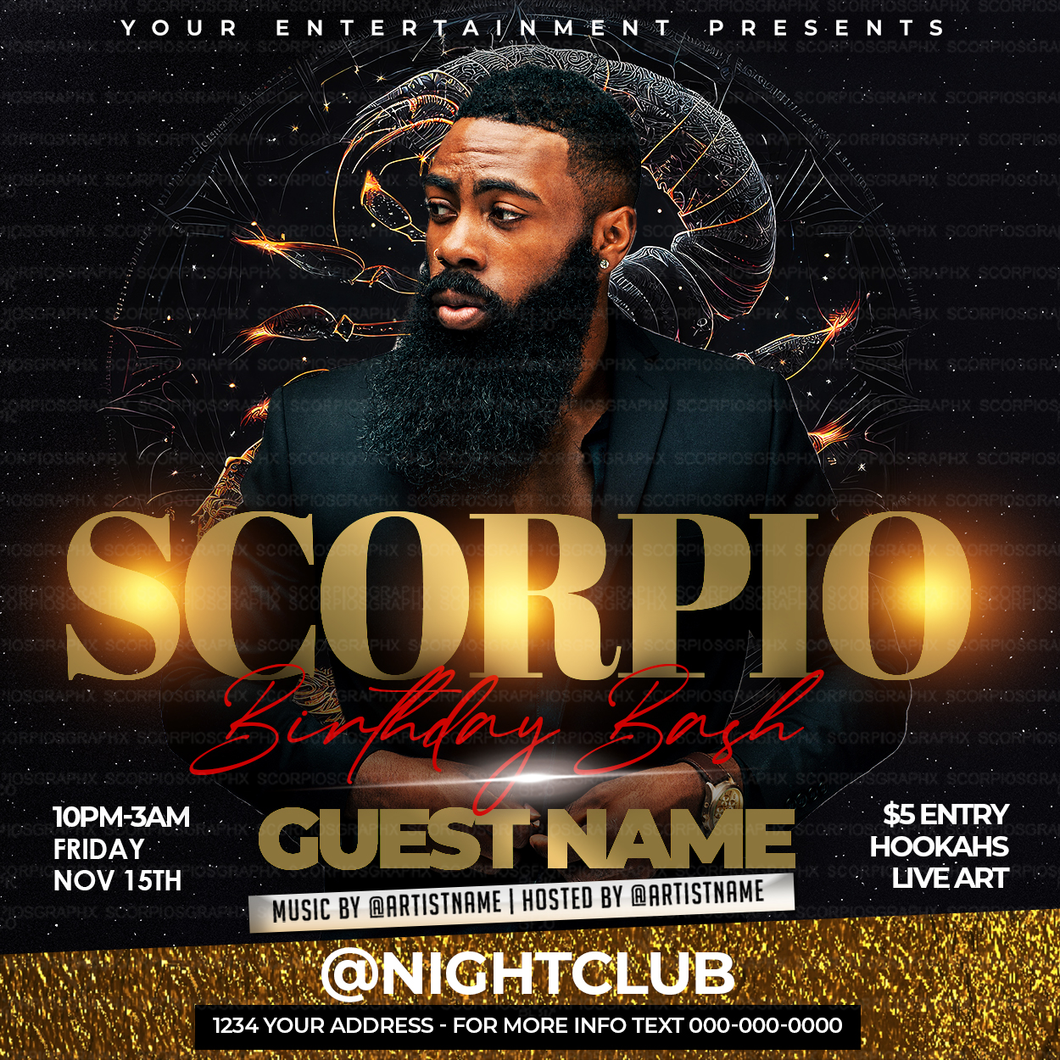 Scorpio Birthday Bash Flyer Template