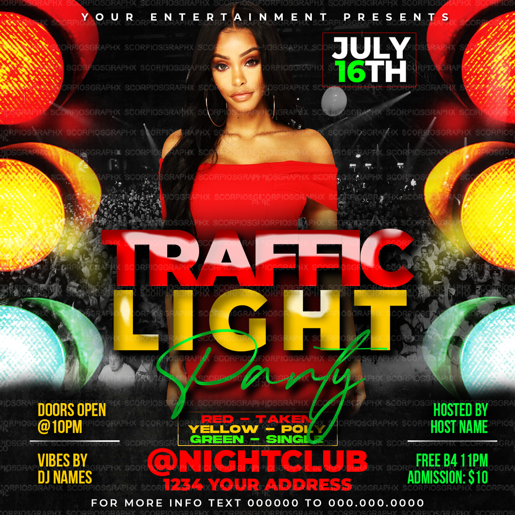 Traffic Light Party Flyer Template