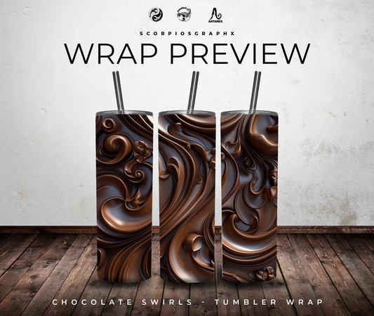 Chocolate Swirls 20oz Tumbler Wrap PNG