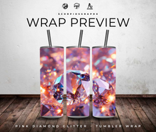 Load image into Gallery viewer, Pink Diamond Glitter PNG | Sublimation | Tumbler Wrap Design | Digital Download
