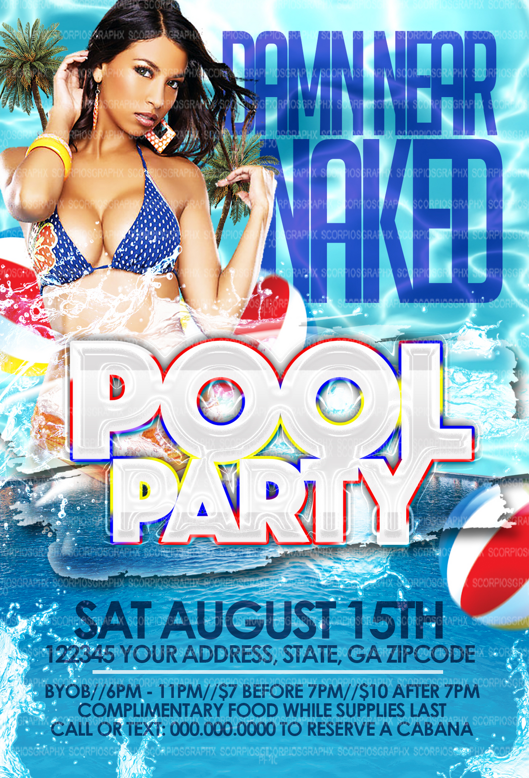 Pool Party Flyer Template