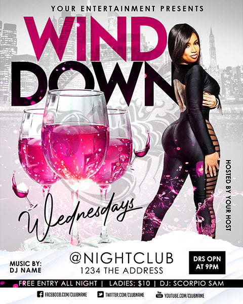 Wine Down Wednesdays Flyer Template