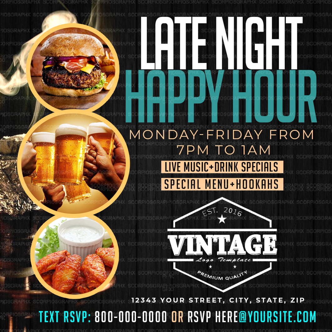 Late Night Happy Hour Flyer Template