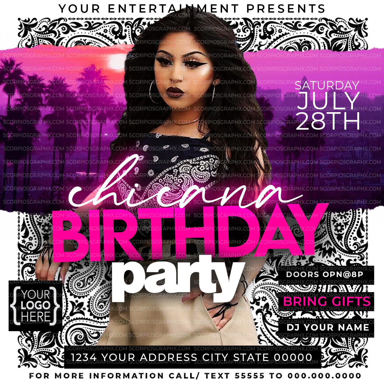 Chicana Birthday Flyer Template