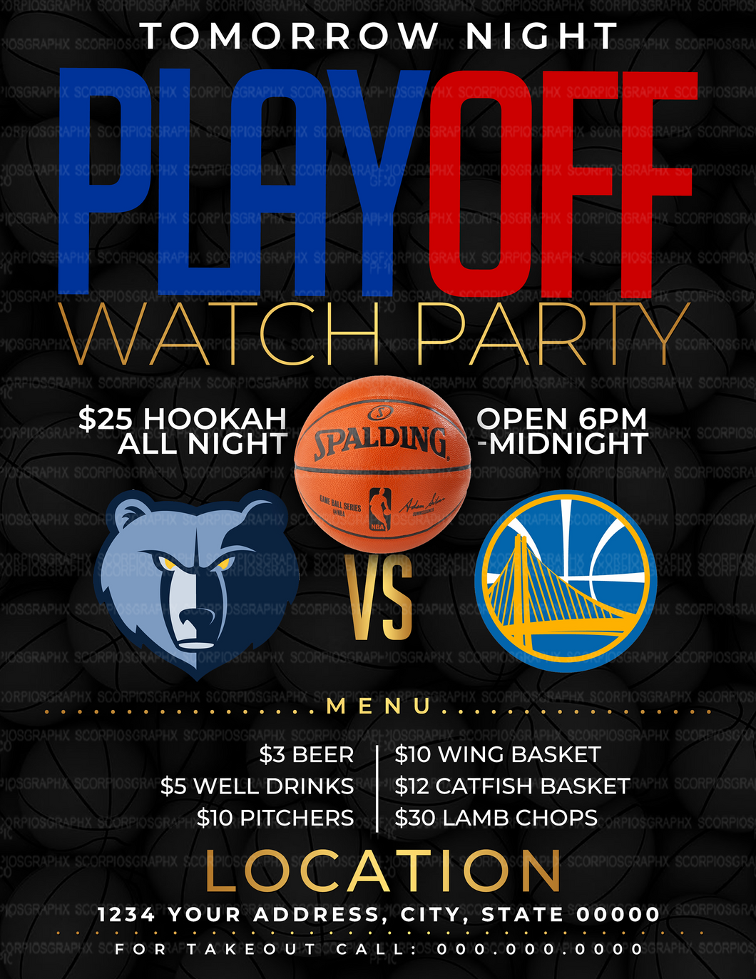 Playoff Game Menu Flyer Template