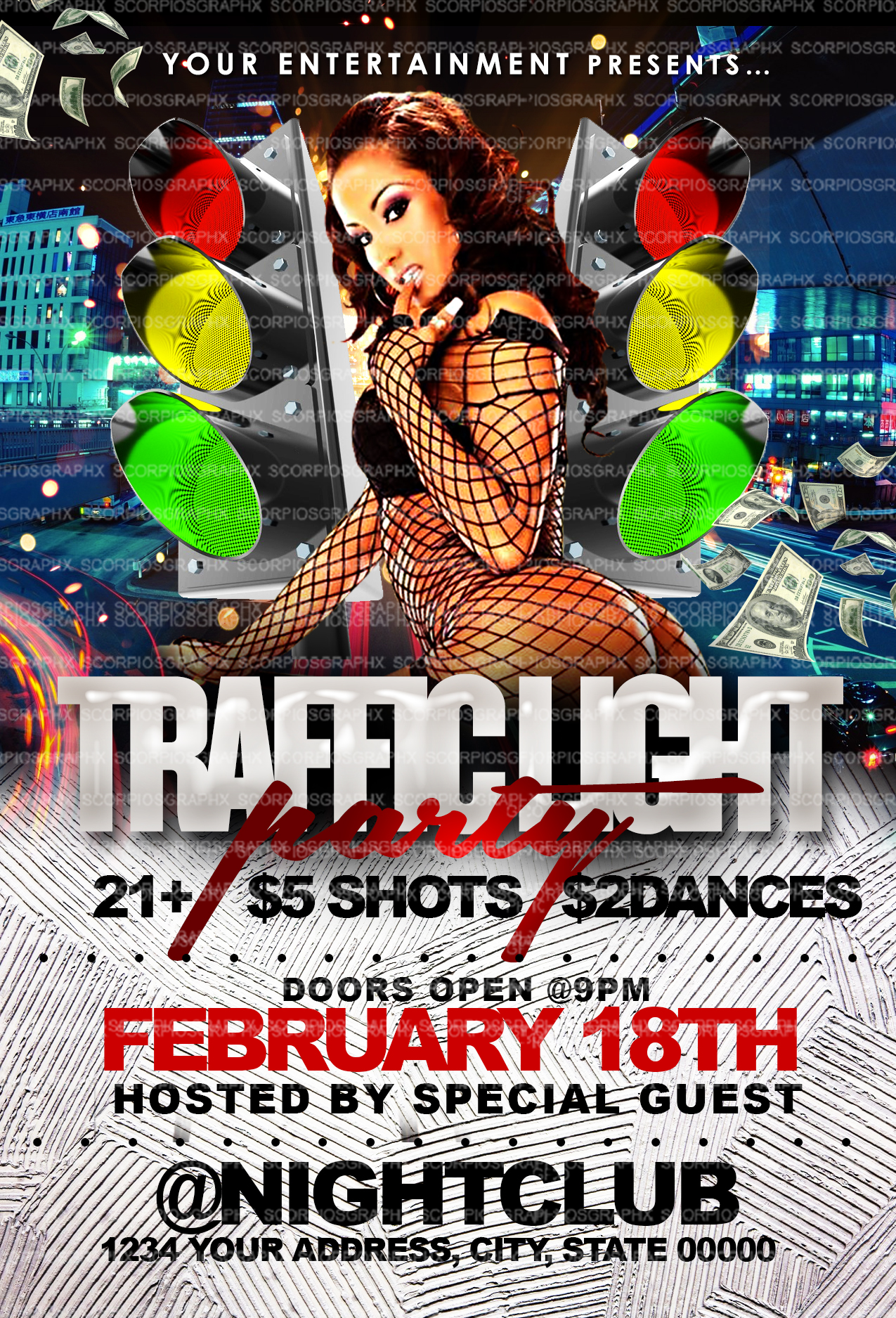 Traffic Light Party Flyer Template
