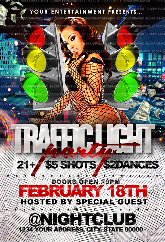 Traffic Light Party Flyer Template