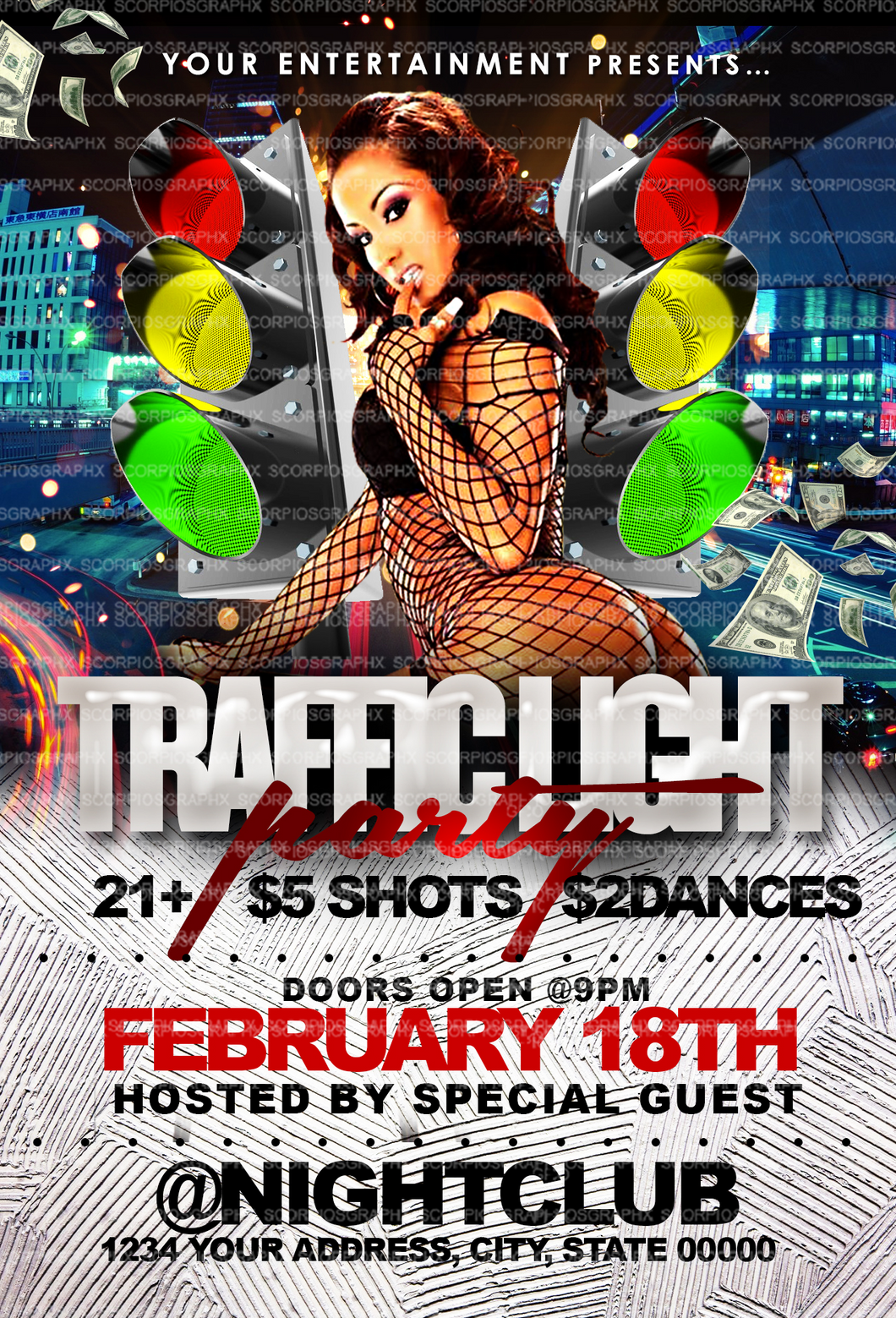 Traffic Light Party Flyer Template