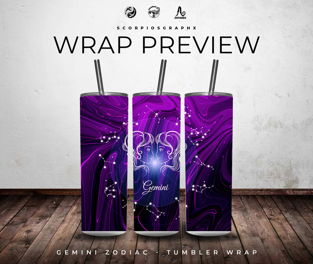 Gemini PNG | Sublimation | Tumbler Wrap Design | Digital Download