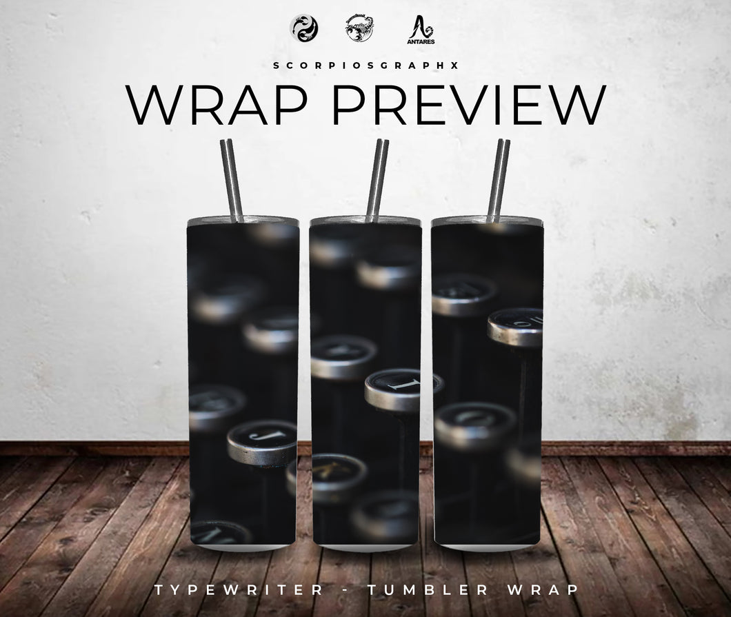Typewriter PNG | Sublimation | Tumbler Wrap Design | Digital Download